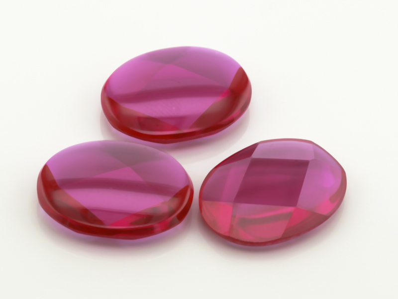 Synthetic Ruby 16x14mm Cushion Buff Top Bright Red