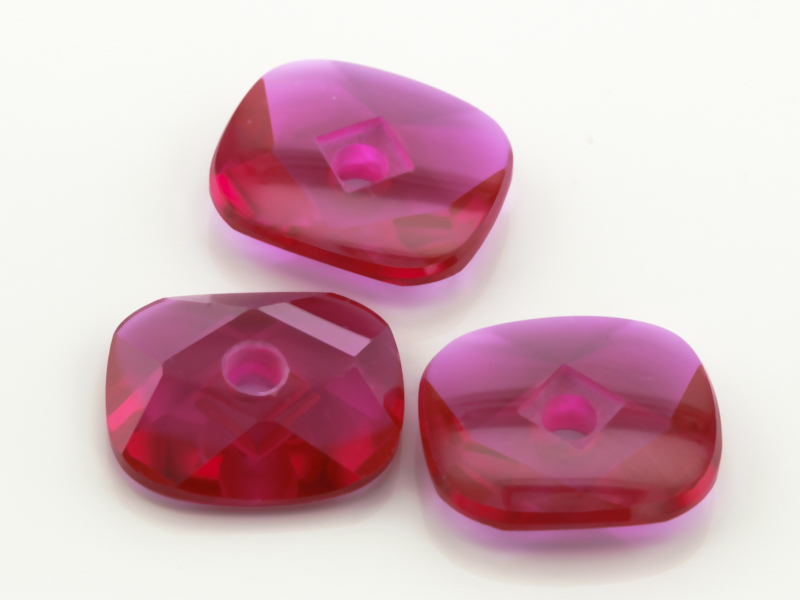 Synthetic Ruby 16x14mm Cushion Countersunk Buff Top Bright Red