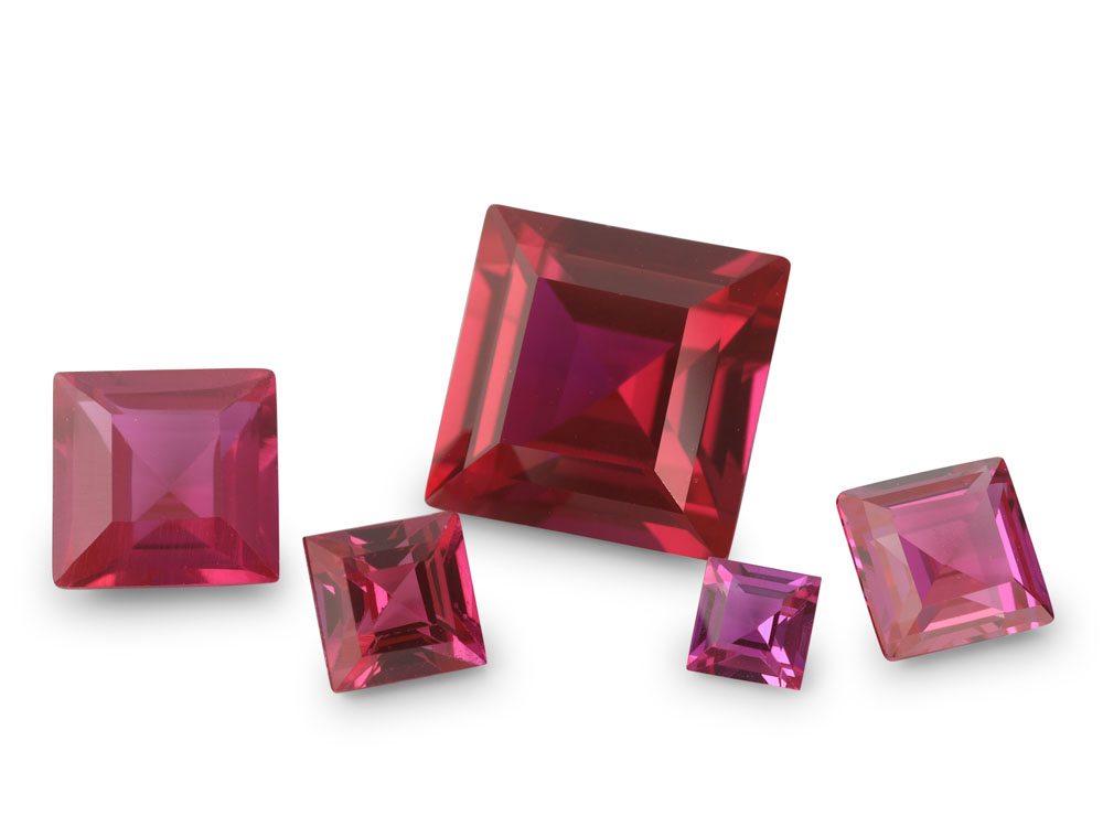 Synthetic Ruby 2.00mm Carre Cut Bright Red