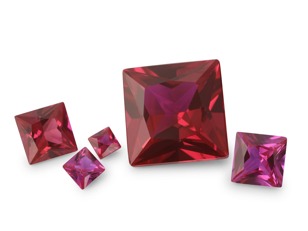 Synthetic Ruby 2.00mm Princess Cut Bright Red