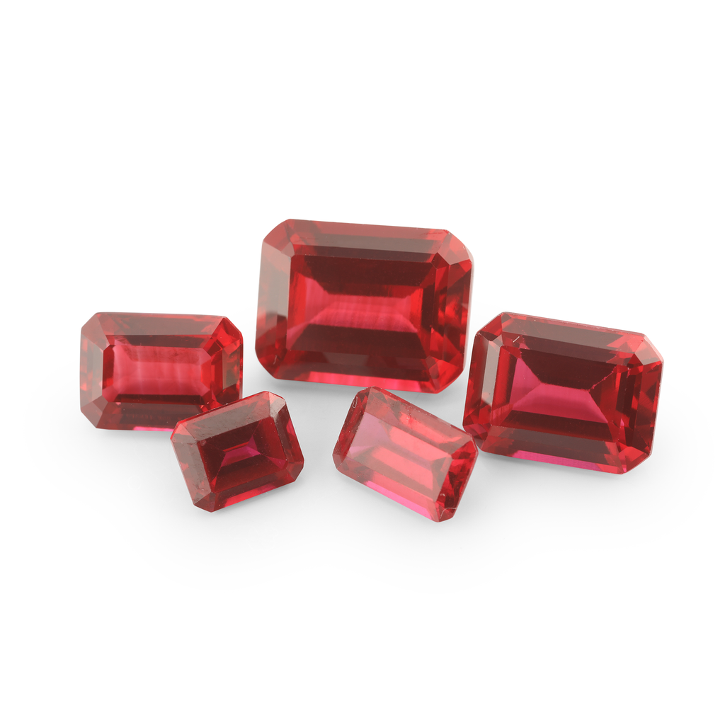 Synthetic Ruby 10x8mm Emerald Cut