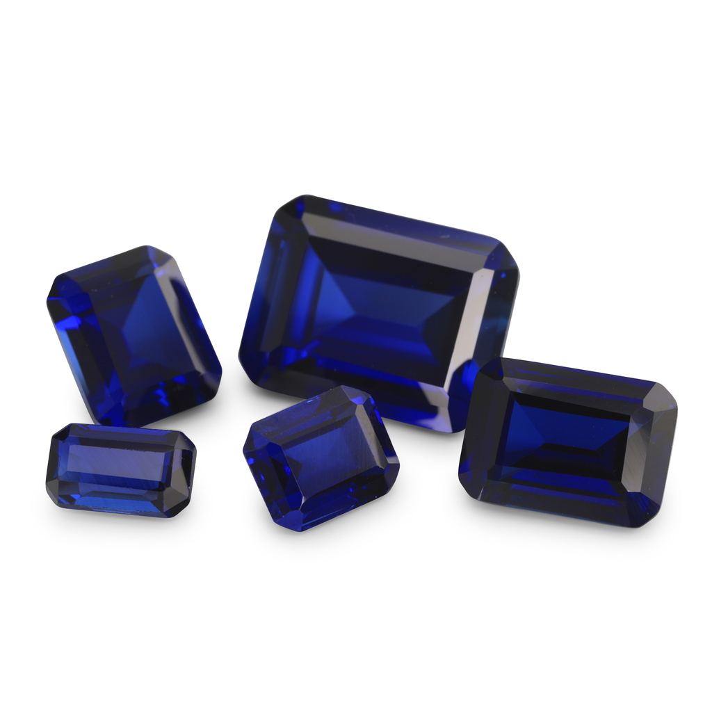 Synthetic Sapphire 5x4mm Emerald Cut Blue