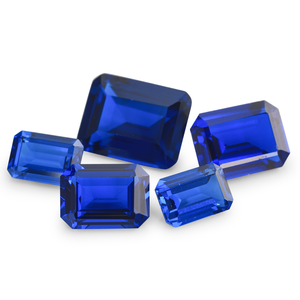 Synthetic Bright Blue Spinel 5x4mm Emerald Cut