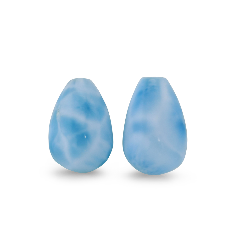 Larimar 12x8mm Polished Drop Pair