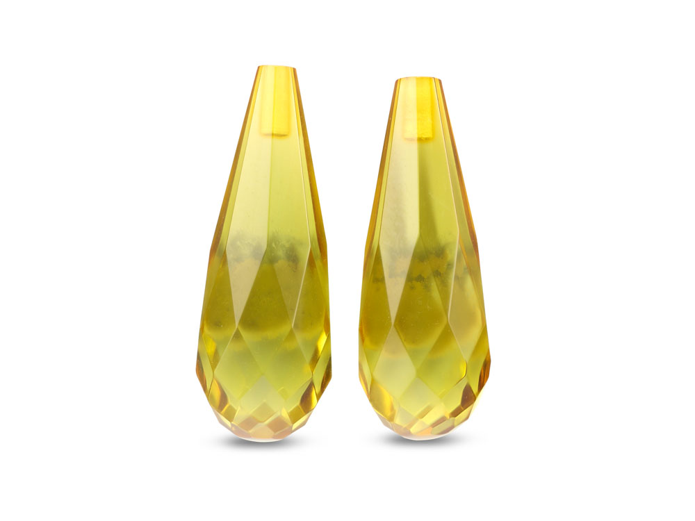 Green Amber 20x7mm Briolette Pair