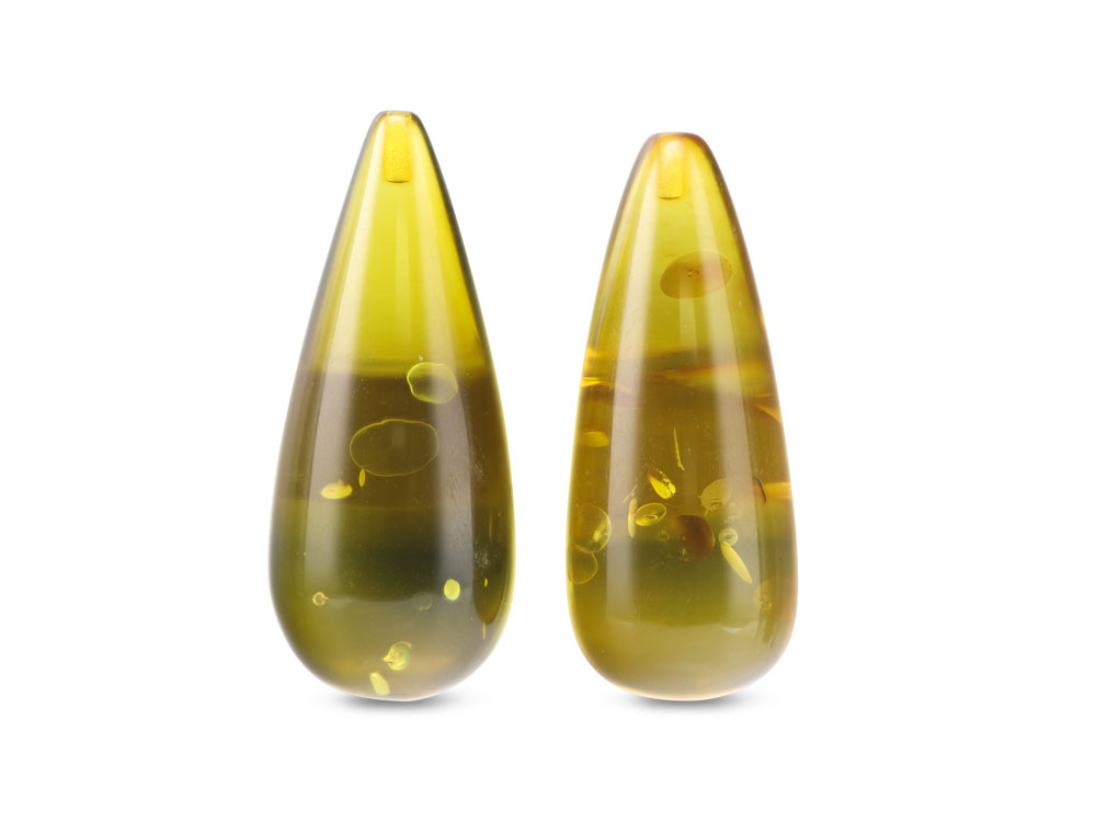 Green Amber 36x15mm Drop Pair