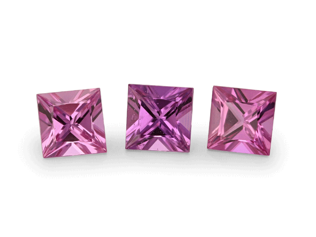 Pink Sapphire 2.75mm Princess Cut Dark