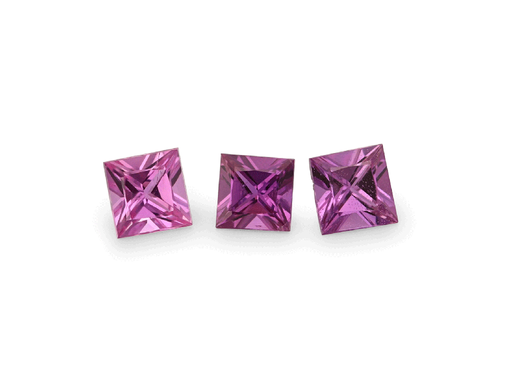 Pink Sapphire 2.50mm Princess Cut Mid to Light