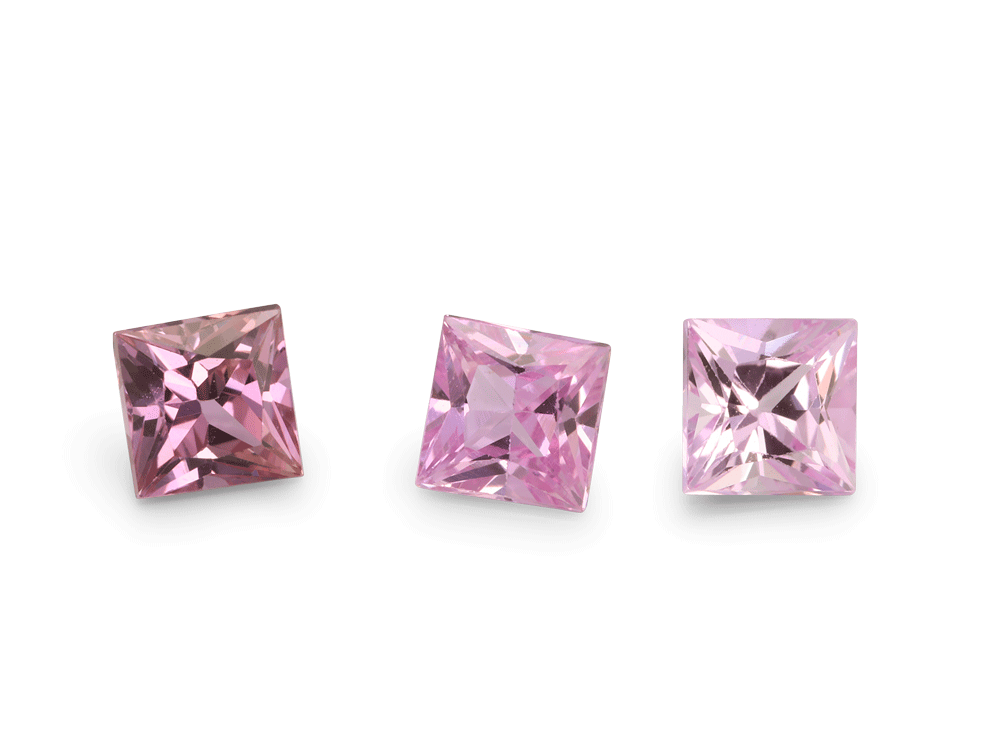 Pink Sapphire 4.00mm Princess Cut Mid to Light