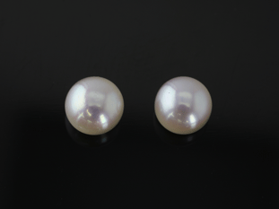 Freshwater Pearl  6.50-7.00mm Round Button White  Half Drilled 