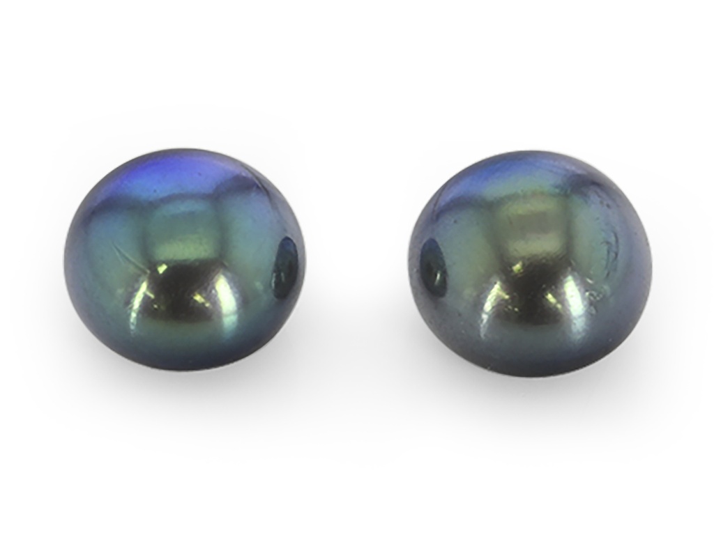 Freshwater Pearl 2.00-3.00mm Button Dyed Peacock Half Drilled 