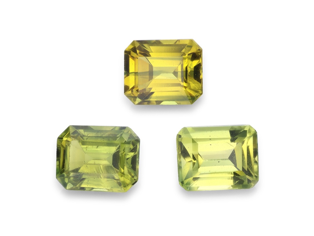 Parti Sapphire 5.5x4mm Emerald Cut Yellow Green