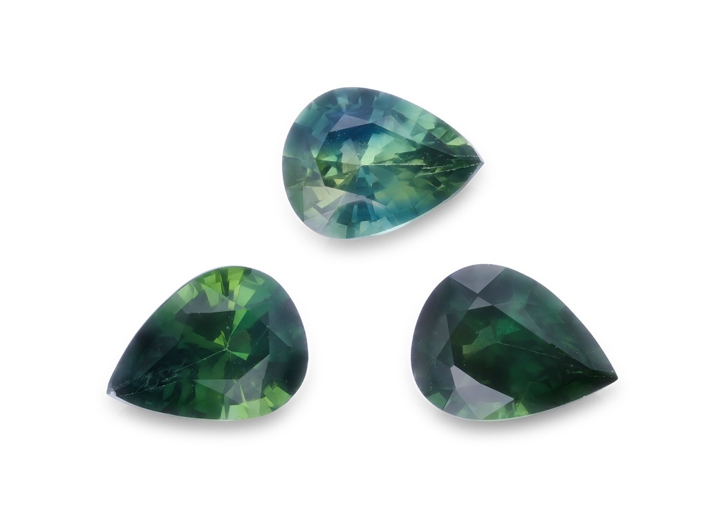 Parti Sapphire 4x3mm Pear Shape Green