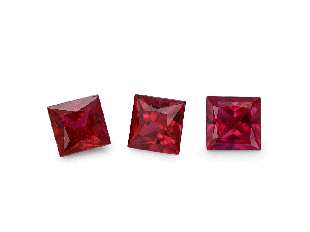 Ruby 3.00mm Princess Cut Mid Red