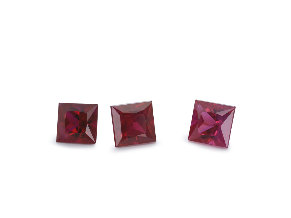 Ruby 3.25mm Princess Cut Good Red