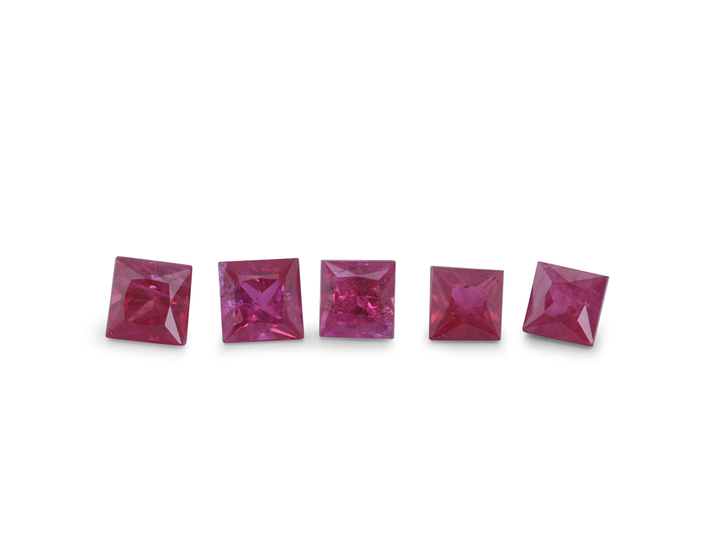 Ruby 2.50mm Princess Cut Mid Pink Red