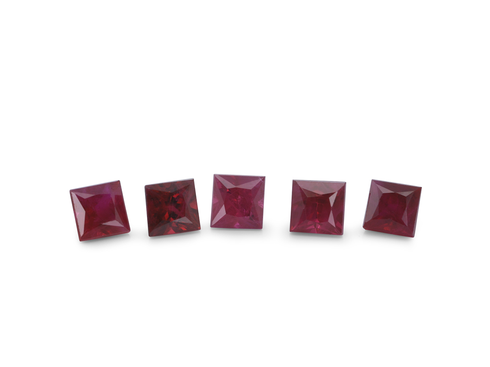 Ruby 2.50mm Princess Cut Mid Red