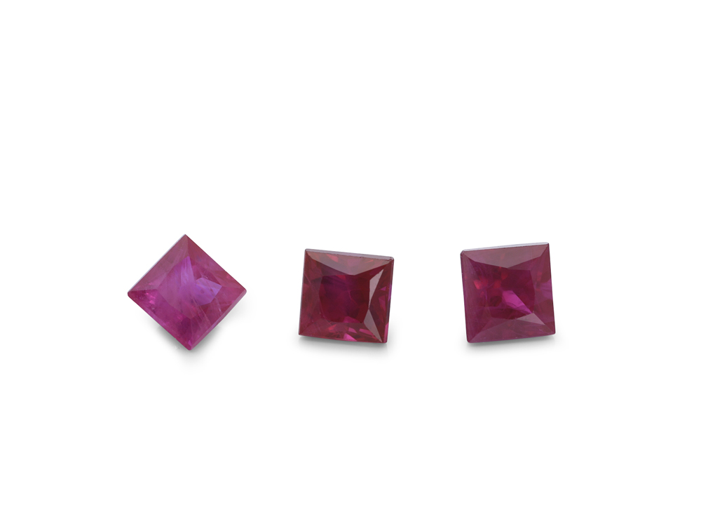 Ruby 3.00mm Princess Cut Mid Pink Red