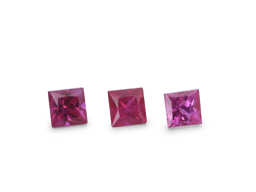 Ruby 3.25mm Princess Cut Mid Pink Red