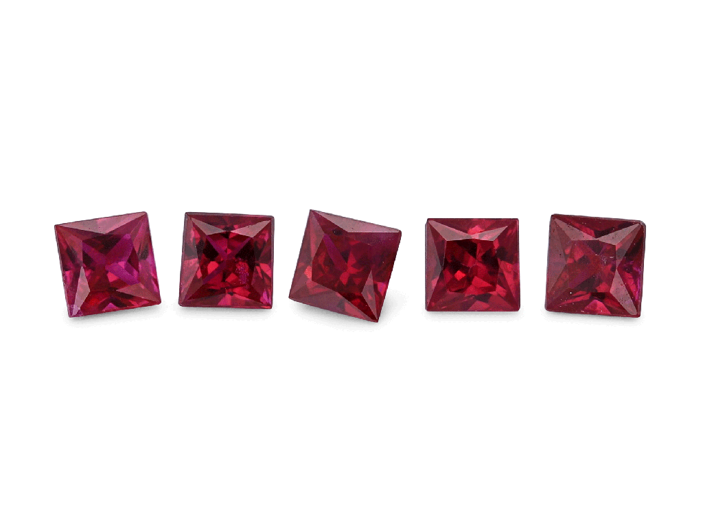 Ruby 2.25mm Princess Cut Good Red