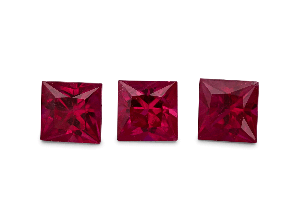 Ruby 3.50mm Princess Cut Deep Red