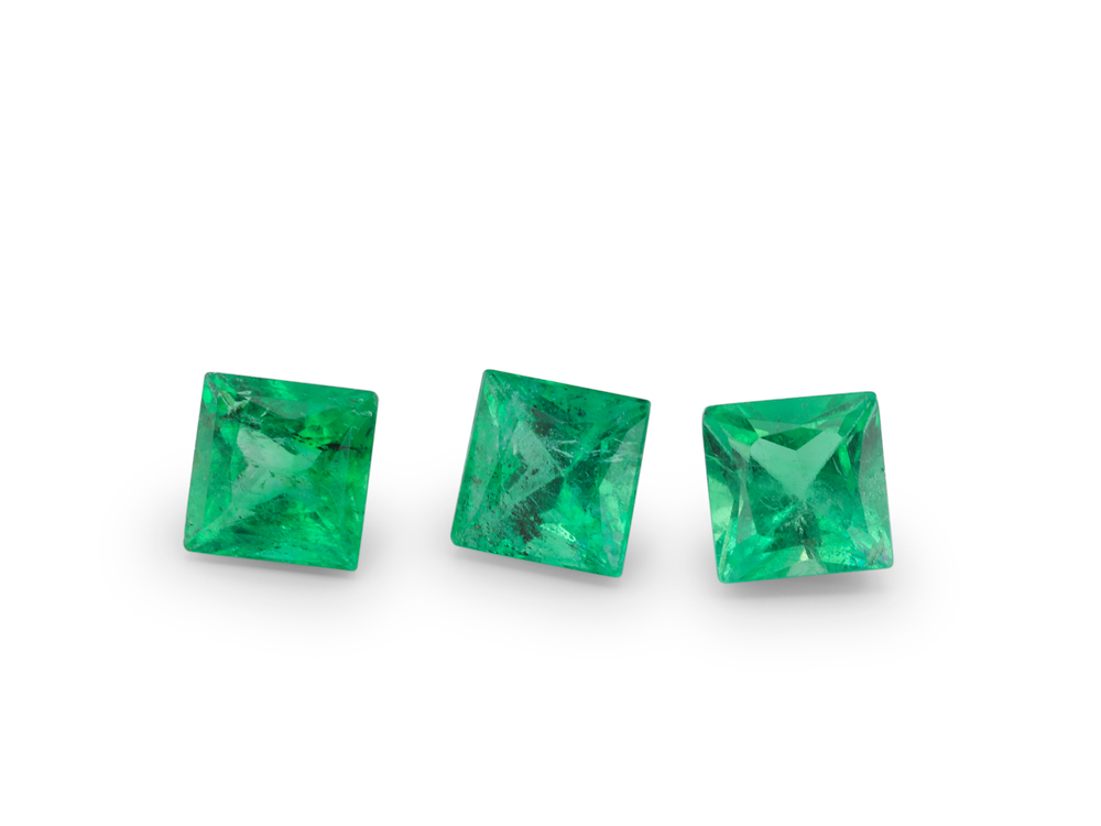 Emerald 3.25mm Princess Cut Mid Green