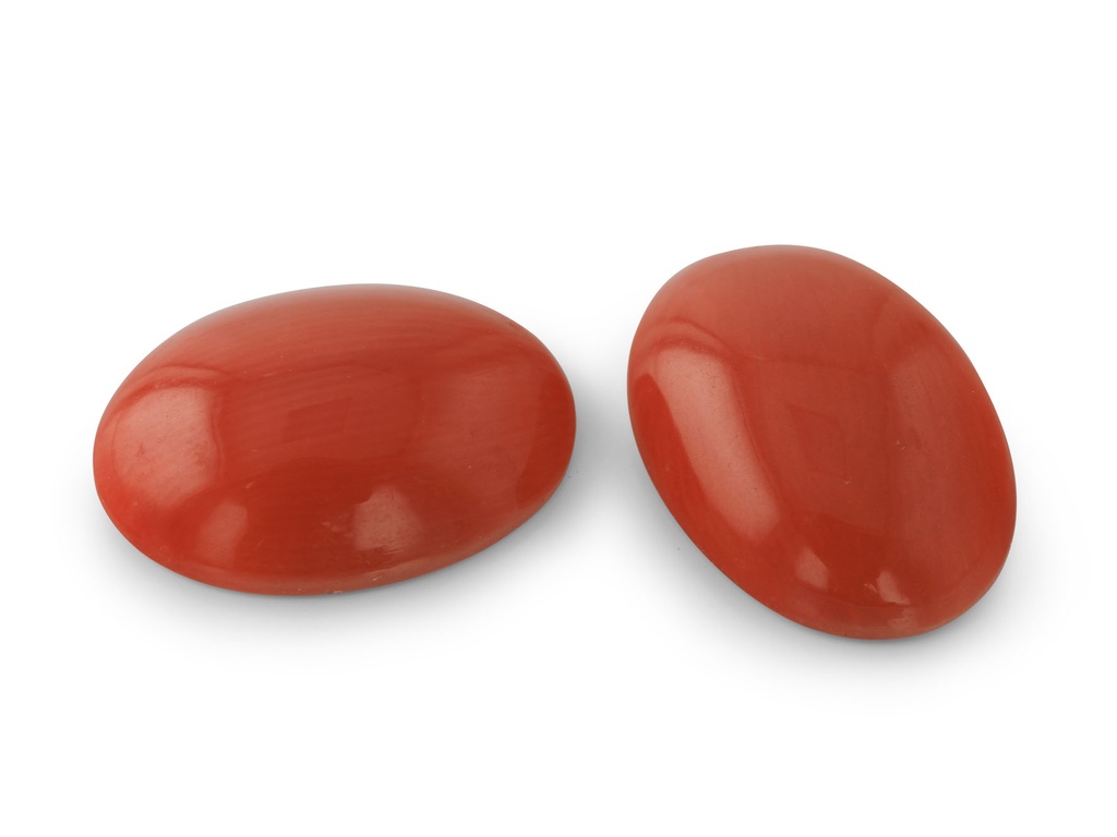 Coral 14x10mm Oval Cabochon Red