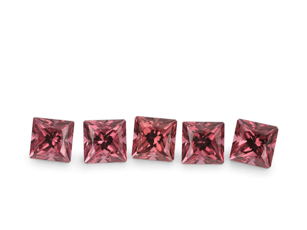 Rhodolite Garnet 3.50mm Princess Cut Signity