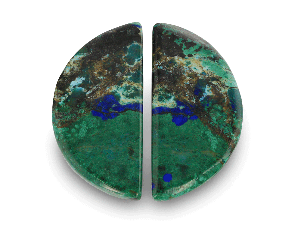 Bisbee Azurite & Malachite 38x18.5mm Moon