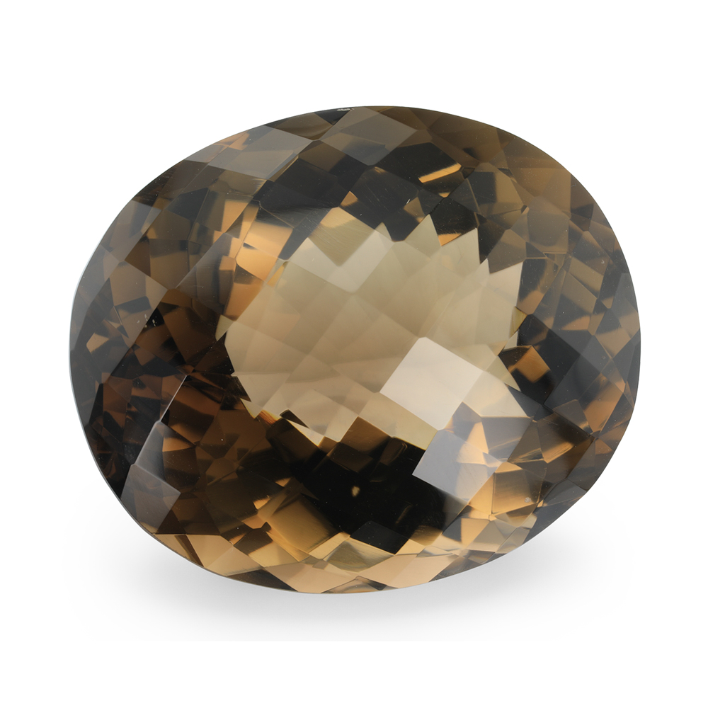 Smoky Quartz 50x42mm Oval Chequerboard