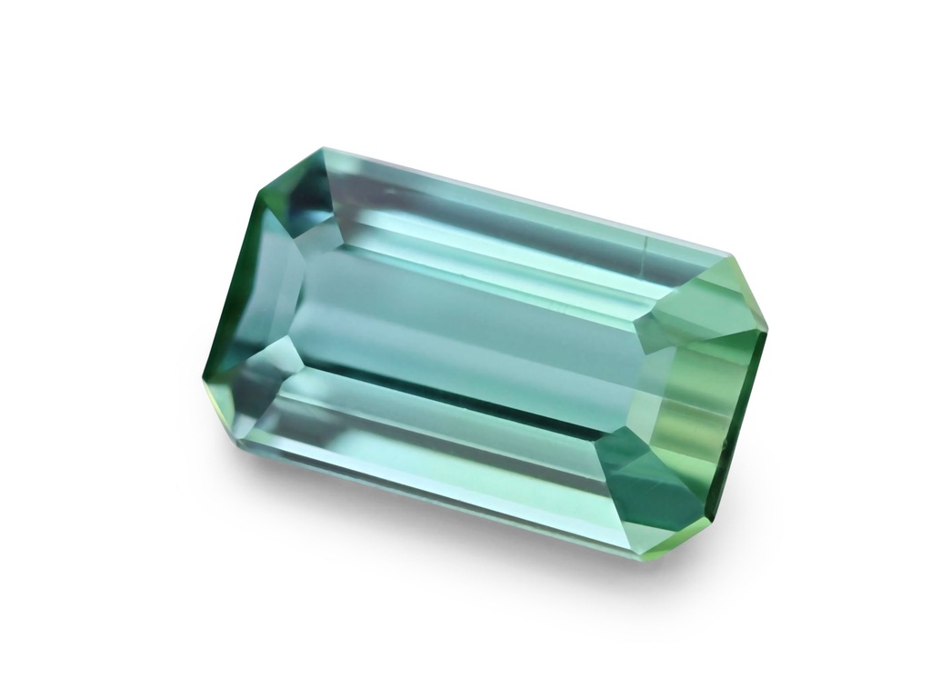 Blue Green Tourmaline 11x6.4mm Emerald Cut Light