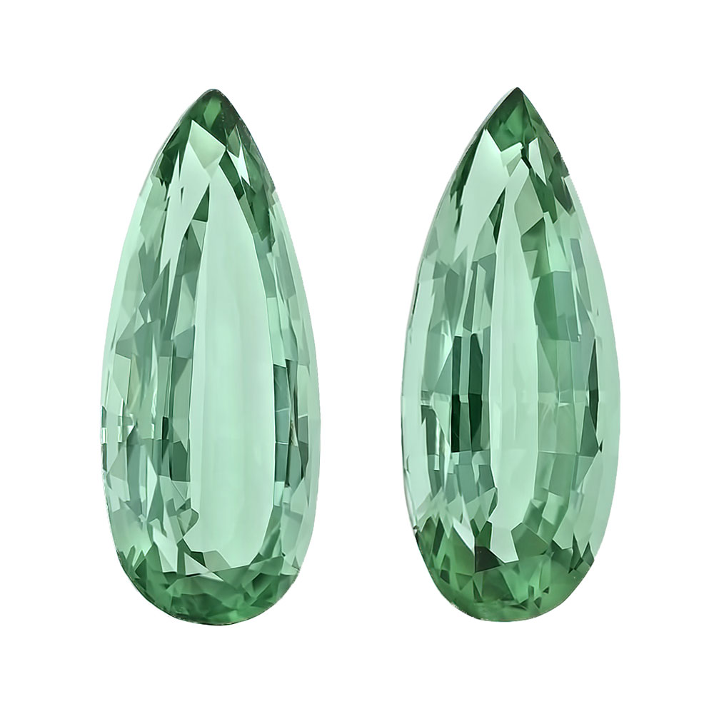 Green Tourmaline 17.8x7.4mm Pear Shape PAIR