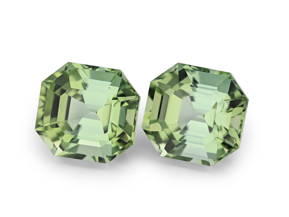 Green Tourmaline 10x9.5mm Square Emerald Cut PAIR