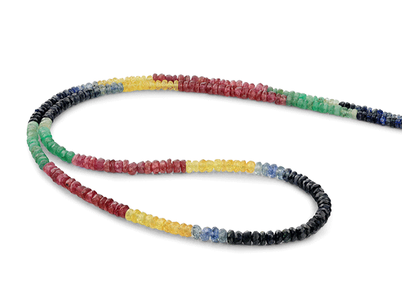 Sapphire, Ruby & Emerald Graduated Faceted 2.50-3.00mm Rondell Strand