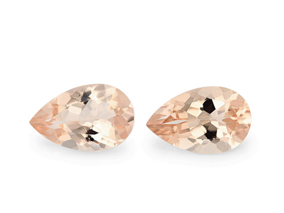 Morganite Madagascan 14x9mm Pear PAIR Peach