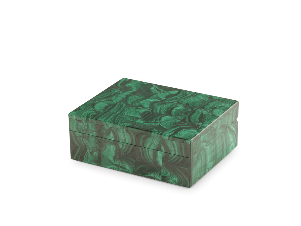 Ornamental Malachite 100x80mm Gem box