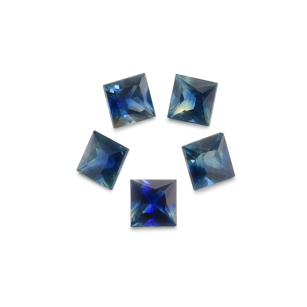 Australian Sapphire 3.75mm +/- Princess Cut set of 5