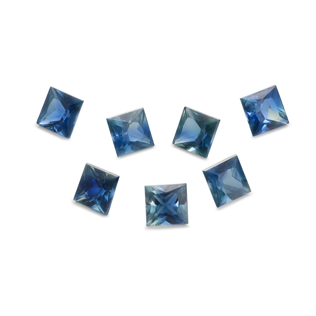 Australian Sapphire 3.1-3.4mm +/- Princess Cut Set of 7