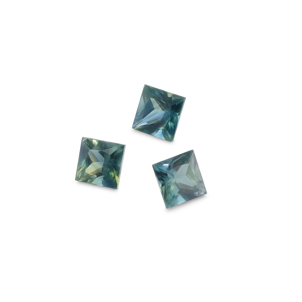 Australian Sapphire 3.7-3.9mm +/- Princess Cut Blue Set of 3