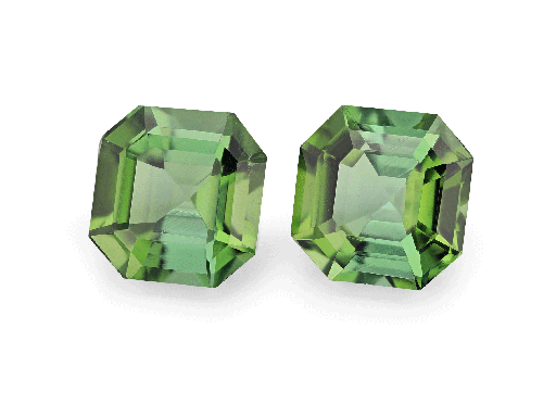 [TUX3377] Green Tourmaline 7mm Square Emerald Cut PAIR