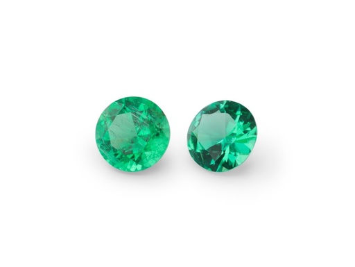 [ER035B] Light Green Emerald 3.50mm Round Diamond Cut