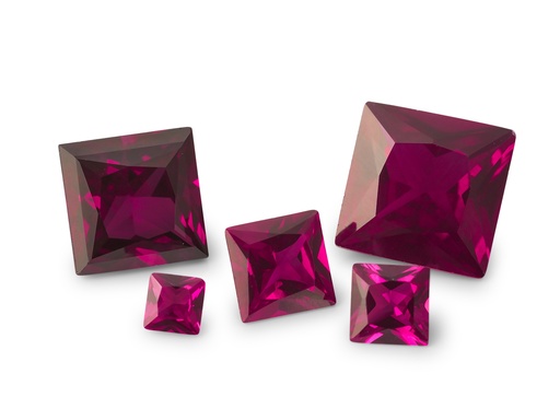 Synthetic Corundum (Dark Pink Ruby) - Princess Cut
