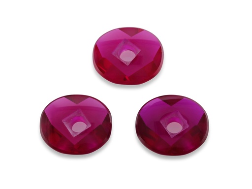 Synthetic Corundum (Dark Pink Ruby) - Oval Countersunk