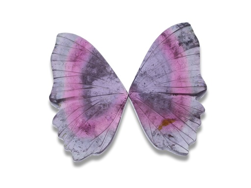 [CARVX3049] Pink Grey Tourmaline Butterfly Wings 21x25mm