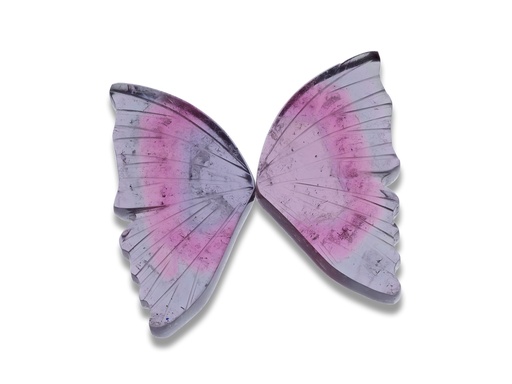 [CARVX3050] Pink Grey Tourmaline Butterfly Wings 22x25mm