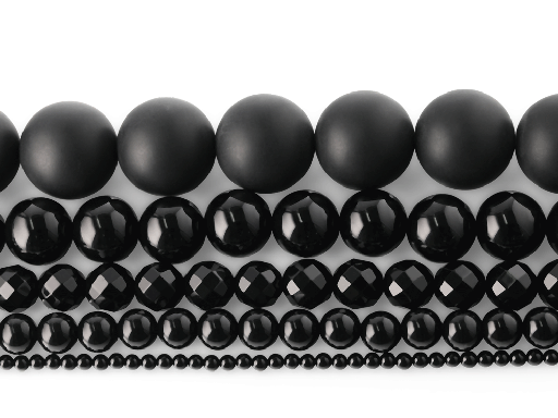 [XBEADF-06] Onyx Strand 6mm Faceted Round 