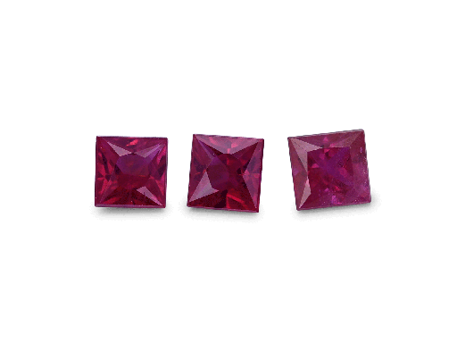 [RQP20275R] Ruby 2.75mm Square Princess Cut Mid Red