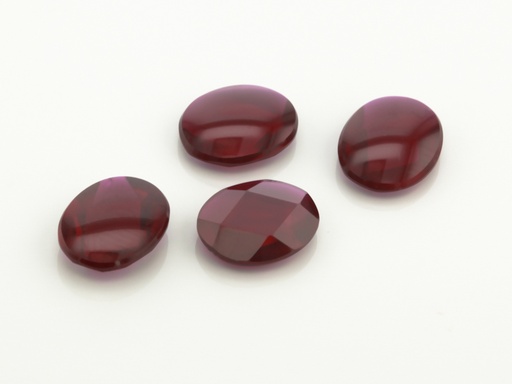 [RSDVB-1008B] Synthetic Ruby 10x8mm Oval Buff Top Deep Pavillion Dark Red