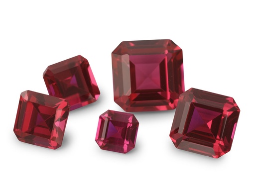 [RSLQER-05] Synthetic Ruby 5.00mm Square Emerald Radiant Cut Bright Red