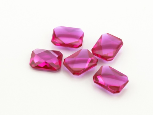 [RSLEB-0907] Synthetic Ruby 9x7mm Octagonal Buff Top Bright Red